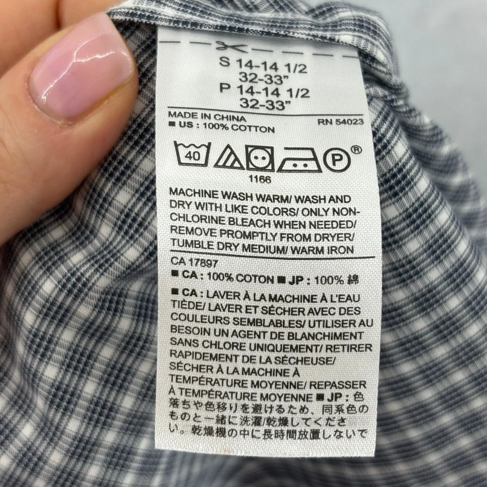 Banana Republic Button Down Shirt Small Blue White Check Non-Iron Standard Fit